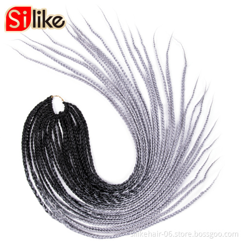 Silike 24 inch Crochet Ombre Box Braids 100g/pc Synthetic Crochet Hair Extensions 24 Stands Heat Resistant Fiber  Box Braids